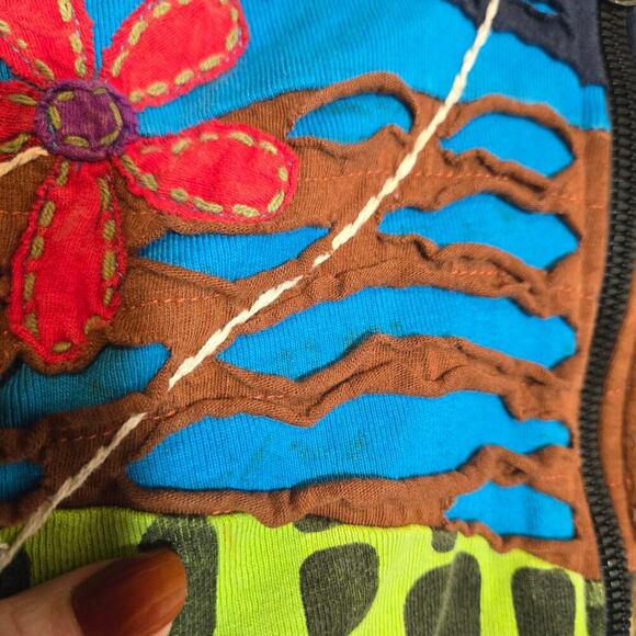 Seventh Avenue Nepal Patchwork Floral Hoodie Hippie Boho Gypsy Bohemian Large - Picture 11 of 13